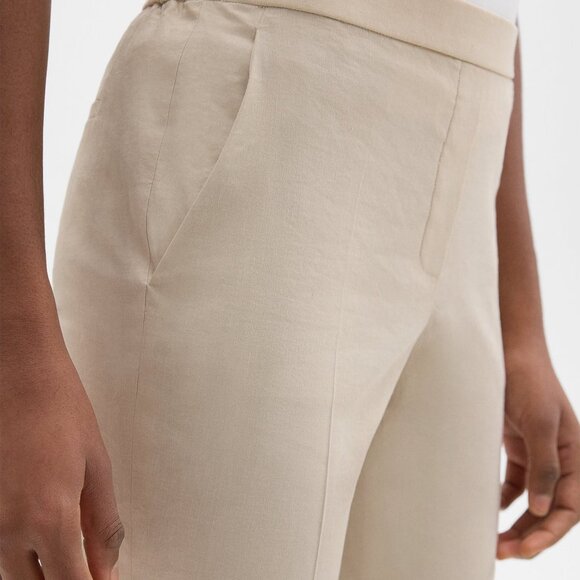 NWT Theory Linen Pants, Wheat Melage (Tan) - Picture 3 of 9